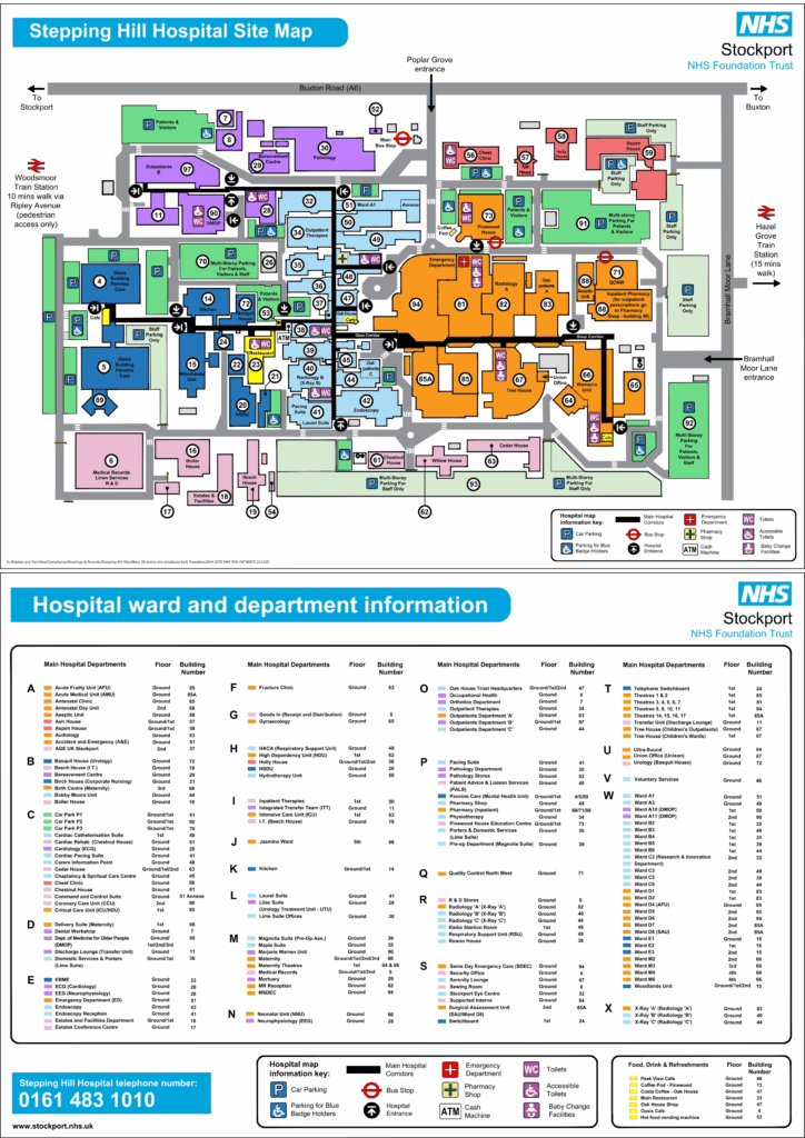 Site map of Stepping Hill Hospital